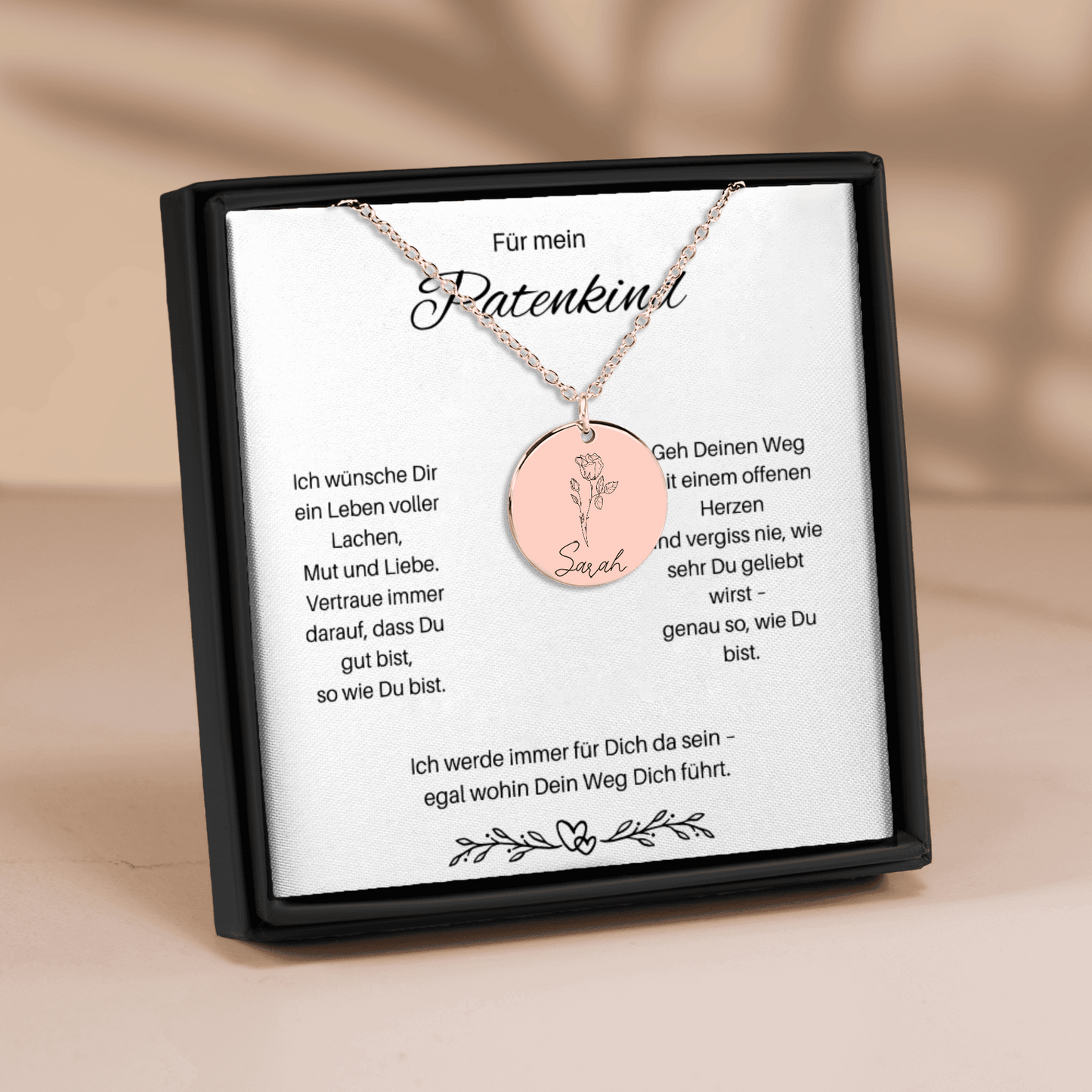 Für Mein Patenkind | Ich Wünsche Dir Ein Leben Voller Lachen | Personalisierte Geburtsblumen Namenskette