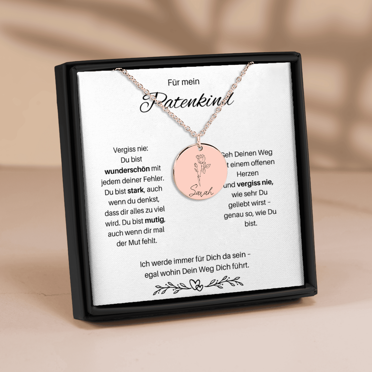 Für Mein Patenkind | Du Bist Wunderschön Mit jedem Deiner Fehler | Personalisierte Geburtsblumen Namenskette