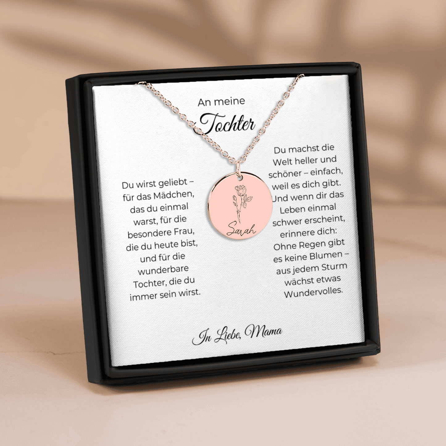 An Meine Tochter | Du Machst Die Welt Heller Und Schöner | Personalisierte Geburtsblumen Namenskette