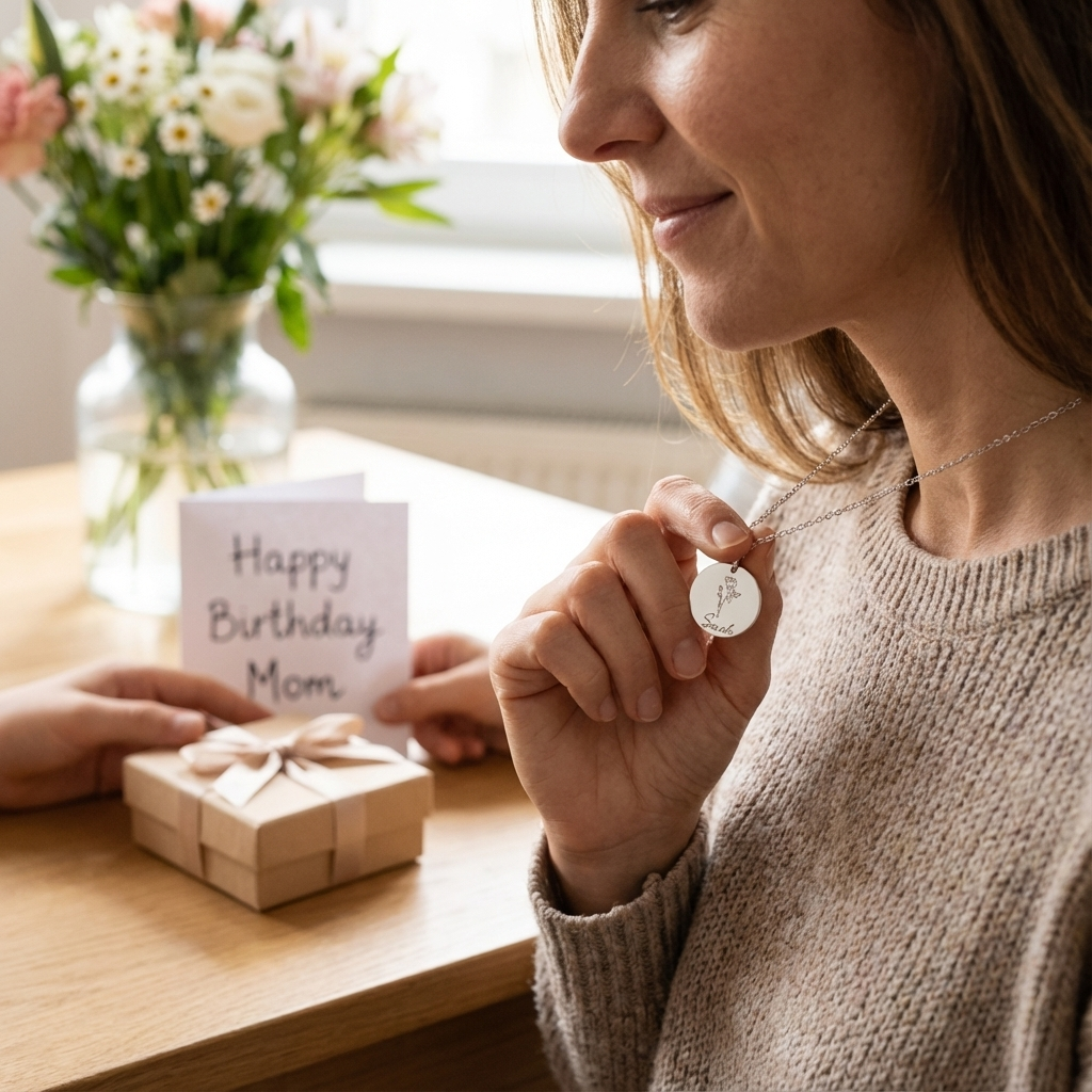 An Meine Geliebte Mama | Du Bist Meine Superheldin | Geburtsblumen Halskette