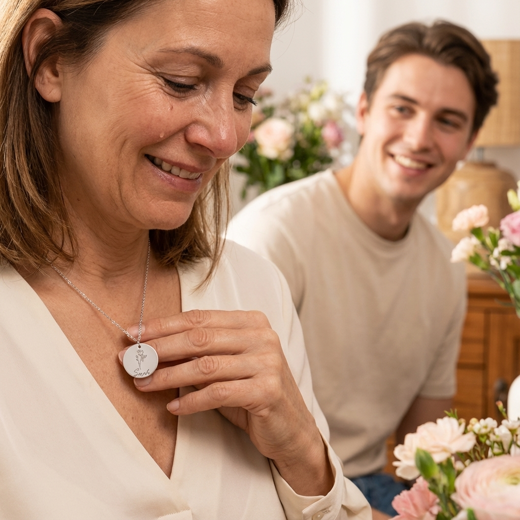 An Meine Geliebte Mama | Du Bist Meine Superheldin | Geburtsblumen Halskette
