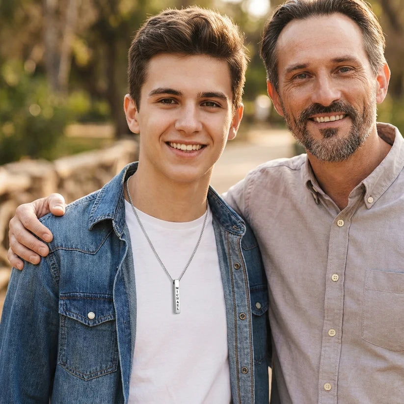 An Meinen Wundervollen Sohn | Ich Bin So Stolz, Deine Mama Zu Sein | Personalisierte 3D-Bar-Kette