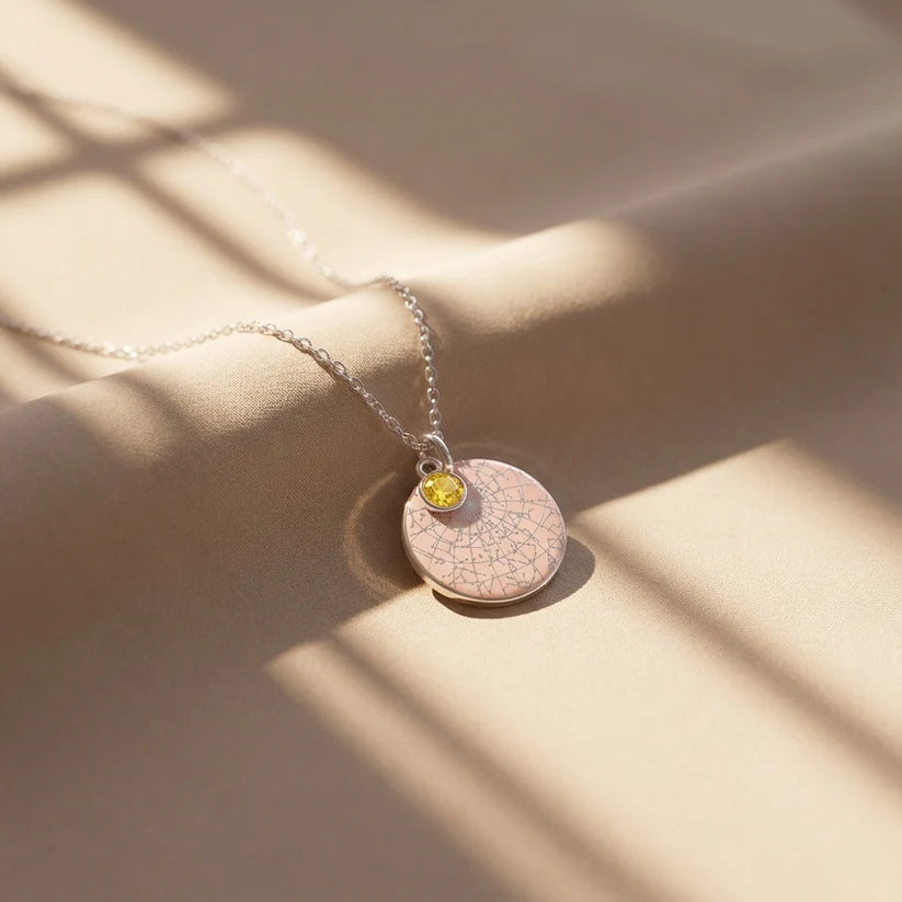 Stehen Die Sterne So Einzigartig | Personalisierte Sternenkarte-Kette mit Geburtsstein