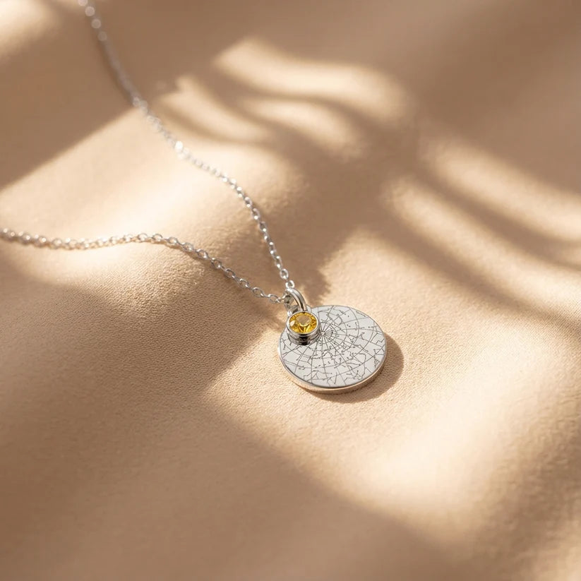 Stehen Die Sterne So Einzigartig | Personalisierte Sternenkarte-Kette mit Geburtsstein