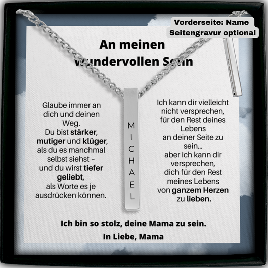 An Meinen Wundervollen Sohn| Glaube Immer An Deinen Weg | Personalisierte 3D-Bar-Kette
