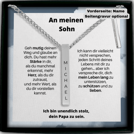 An Meinen Wundervollen Sohn | Ich Bin So Stolz, Deine Mama Zu Sein | Personalisierte 3D-Bar-Kette