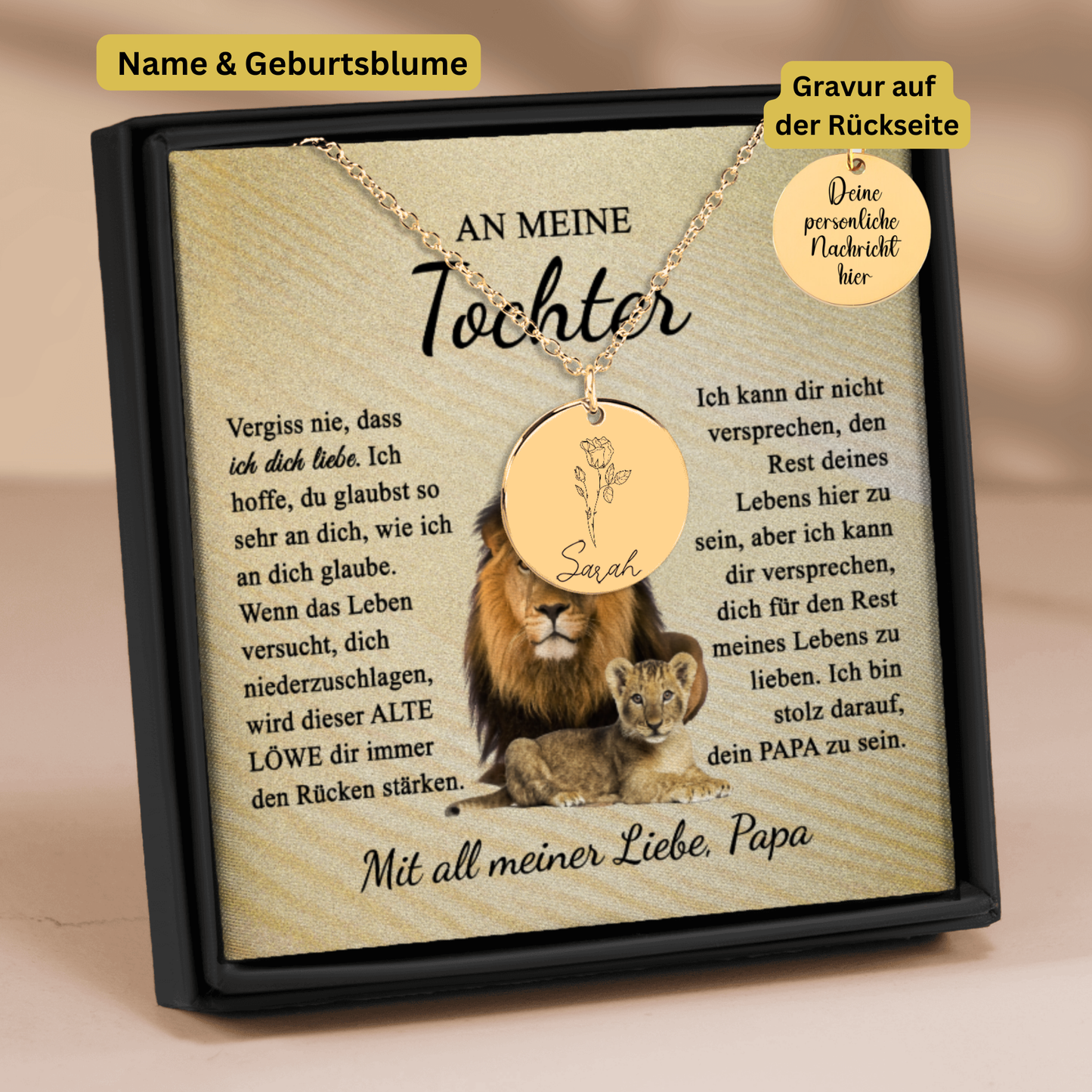 An Meine Tochter | Ich Bin Stolz Darauf, Dein Papa Zu Sein | Personalisierte Geburtsblumen Namenskette