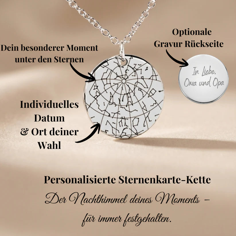 Stehen Die Sterne So Einzigartig | Personalisierte Sternenkarte-Kette mit Geburtsstein